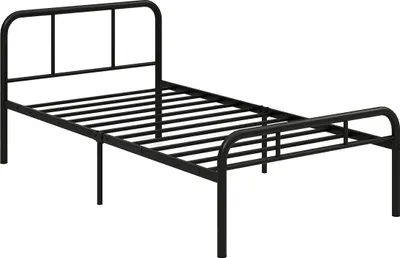 Produktbild von COSTWAY Metallbett Bettgestell für 90x200cm Matratze, Einzelbett mit Kopf- und Fußteil & Lattenrost, Plattformbett, Gästebett schwarz, Nur Bettrahmen