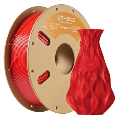 Produktbild von PETG 3D-Drucker-Filament - Spule 1 kg - Durchmesser 1,75 mm - Toleranz ±0,03 mm - Drucktemperatur 230–250 °C - Rot