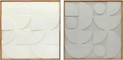 Produktbild von Wanddeko 3D 2er Set geometrisch Wanddekoration Modern Wand Deko für Wohnzimmer, Flur, 80 x 3,5 x 80 cm, Weiß