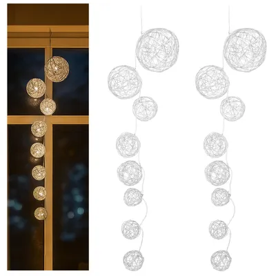 Productafbeelding van com-four® 2x LED-lichtketting met 8 lampen, LED-lichtketting