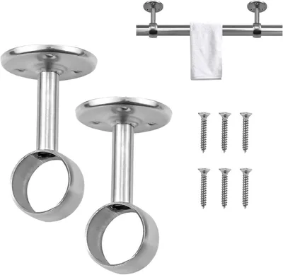Imagen del producto de Soporte de techo para cortinas, acero inoxidable, 16 mm de diámetro, 2 unidades, para barras de cortina