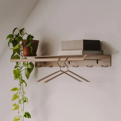 Kleiderablage Sandgrau Stahl Beispielbild Wohnzimmer
