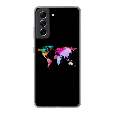 Produktbild von MuchoWow® Handyhülle Schutzhülle Hülle für Samsung Galaxy S21 FE Weltkarte - Farbe - Aquarell Silikon Softcase Handy Hülle - Mobiltelefonhülle