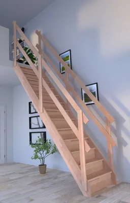 Produktbild von Holztreppe Rhodos in gerader Ausführung-Buche-Holzgeländer-beidseitig-mit Setzstufen