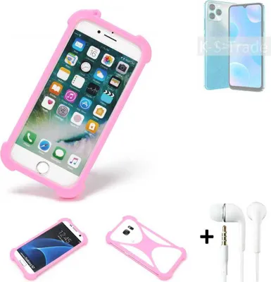 Produktbild von K-S-Trade Bumper + Kopfhörer kompatibel mit Blackview A95 Handy Hülle Schutzhülle Silikon Schutz Hülle Cover Case Silikoncase Silikonbumper TPU