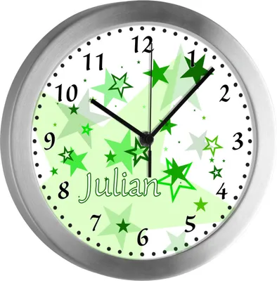 Produktbild von Kinderzimmer Funkwanduhr, Funkuhr Wanduhr Kinder, Sterne grün 25 cm