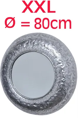 Produktbild von Spiegel Wandspiegel Baltic XXL rund Silber ø 80cm groß | Großer Marokkanischer Flurspiegel Modern Design mit Rahmen | Runder Vintage Badspiegel ohne Beleuchtung als Orientalische Deko im Bad