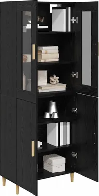 Obrázok produktu pre vidaXL Highboard čierny dubový vzhľad 69,5 x 34 x 180 cm