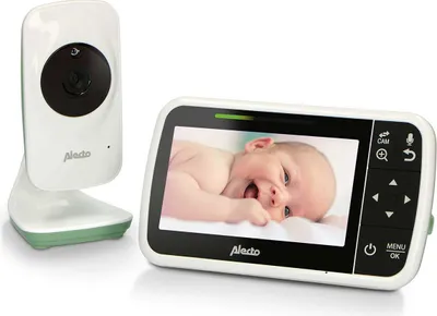 Produktbild von Alecto DVM149GN  - Babyphone mit Kamera und 4.3"-Farbdisplay, Weiß/Grün