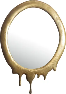 Produktbild von Wandspiegel 50x71 cm ovaler Designspiegel in Gold, dekorative Aluminium-Wandspiegel für Flur und Garderobe