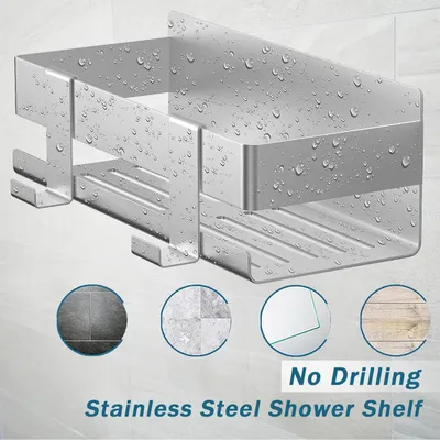 Produktbild von Duschablage Ohne Bohren Edelstahl 304 Badezimmer Organizer Duschkorb für Shampoo