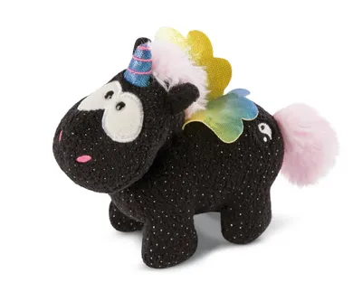 A plush unicorn toy on a white background.