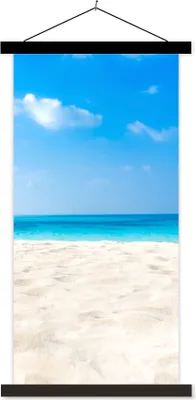 Produktbild von MuchoWow® Textilposter Strand - Meer - Sand 60x120 cm mit schwarzem Rahmen - Magnete