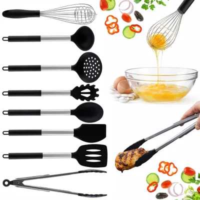 Produktbild von Edenberg 8-teiliges Küchenhelfer-Set Schwarz Kunststoff