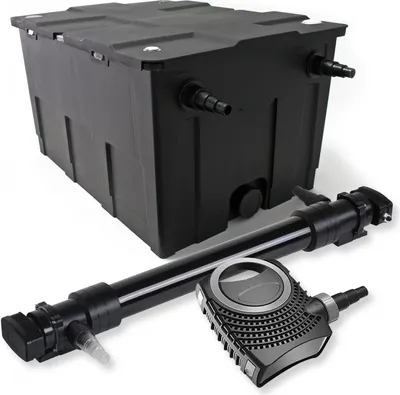 Produktbild von SunSun Komplettset: CBF-550 Teichfilter bis 60000 L Teichfilteranlage als Durchlauffilter, NEO10000 SuperECO Teichpumpe 10000l/h 80W, CUV-672 Teichklärer UVC Klärer mit 72W