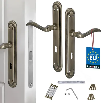 Produktbild von KOTARBAU® Türgriff Türschloss 72 mm BB Türbeschlag ZnAl Langschild Türgriffe Türdrückergarnitur Innentüren lange Rosette Drückergarnitur Türbeschlag Türdrücker Türklinke dekoriert patiniert