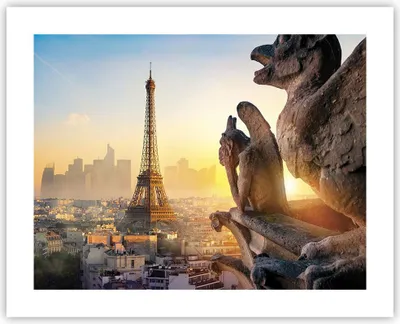 Produktbild von Poster - Poster ohne Rahmen - Wasserspeier Turm Eiffel - 50x40 cm - Wand Bild - Wanddeko - Wandbilder - Kunstposter - Wandposter - Bilder - Kunstdruck - Wanddekoration - Wandbild - P2XAA50x40-4633