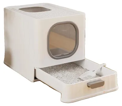 Immagine prodotto di Contenitore per lettiera per gatti, design chiuso, facile accesso, colore grigio, senza spina