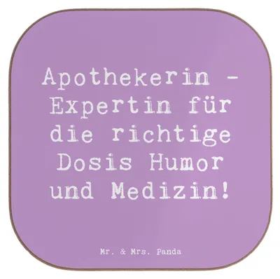Produktbild von Mr. & Mrs. Panda Holzuntersetzer Spruch Apothekerin Humor Expertin - Lavendeltraum - Geschenk, für die richtige Dosis und Medizin, Tassenuntersetzer, Berufsliebe, Beruf