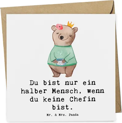 Produktbild von Mr. & Mrs. Panda Glückwunschkarte Chefin Herz - Weiß - Geschenk, Leiterin, CEO, anlasskarte, doppelkarte, Lustig, faltkarte, Spruch, Klappkarte, Grußkarte, Beste