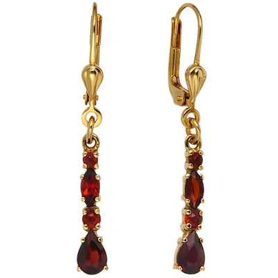 Produktbild von Ohrringe Ohrhänger Boutons mit Granat dunkelrot 375 Gold Gelbgold