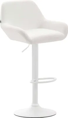 Obrázek produktu pro Barová židle Imitace kůže - stolička - otočný sedák o 360°, výškově nastavitelný | barva: bílá | barva podstavce: bílá