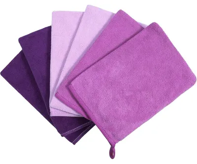 Zdjęcie produktu dla Rękawice do mycia z mikrofibry, 6 sztuk, fioletowe, 15x21 cm