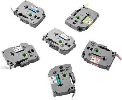 Image de Ruban pour étiqueteuse, lot de 6, 12 mm, recharge colorée pour étiqueteuse, compatible avec différents modèles Brother P-Touch, remplacement pour Letra Tag TZe-131, TZe-231, TZe-431, TZe-531, TZe-631, TZe-731