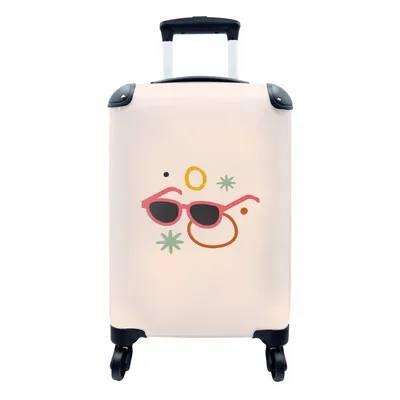 Produktbild von MuchoWow® Koffer Handgepäck Trolley Rollkoffer Kleine Reisekoffer mit 4 Rollen - Sonnenbrillen - Sommer - Sterne - Cabin Size < 55x40x23 cm & 55x40x20 cm - Fotokoffer - Kabinenkoffer - Boardgepäck - Reise-Box - Reisekoffer - Reisegepäck - Koffer mit Bild - Trolley für Kinder