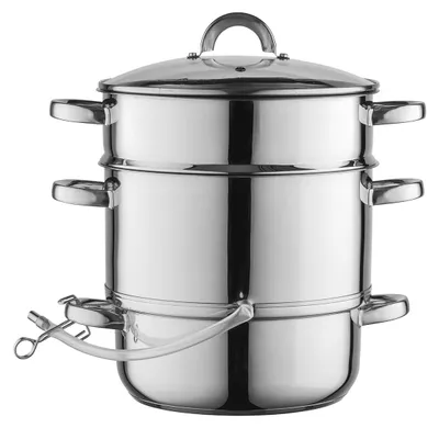 Immagine prodotto di Spremiagrumi FLORINA 7 l | Spremiagrumi a vapore a induzione FRUIT in acciaio inox 18/10 | Spremiagrumi con coperchio in vetro | Capacità 10,5 l | Adatto all'induzione | Spremitura di frutta e verdura