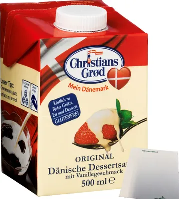 Produktbild von Chr.Grod Dänische Dessert-Sauce mit Vanillegeschmack 1er Pack (1x500ml Pack) + usy Block