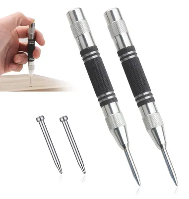 Productafbeelding van Automatische centre punch set van 2 stuks voor hout, glas en metaal