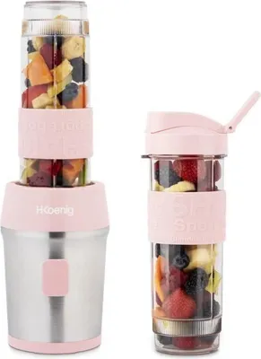 Immagine prodotto di Mini frullatore H.KoeNIG SMOO12, 300 W, 570 ml, rosa pastello, incluse 2 bottiglie, senza BPA