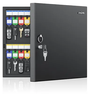 Produktbild von Schlüsseltresor 48 Schlüssel Wandmontage Stahl Schwarz mit Schlüsseletiketten