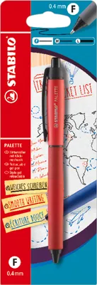 Image de Roller à encre avec mécanisme à pression - STABILO PALETTE en rouge - largeur de trait F (0,4 mm) - stylo simple - couleur d'encre rouge