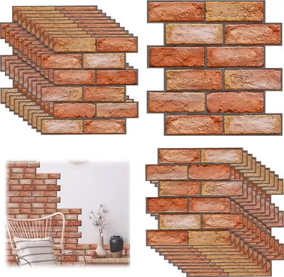 Image de Panneaux muraux 3D autocollants aspect pierre - PVC étanche - intérieur et extérieur - 30 x 30 cm - panneaux en plastique - locaux commerciaux - 20 pièces