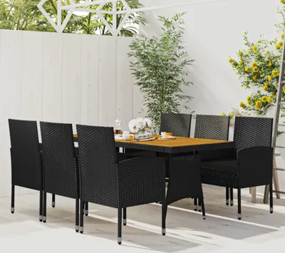 Immagine prodotto di Maison Exclusive - Set da pranzo da giardino 7 pezzi in polyrattan nero