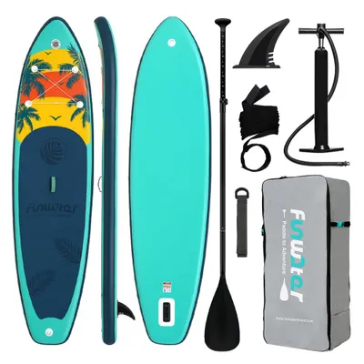 Produktbild von FunWater Stand up paddle Board, SUP Board Set, Stand up Paddle Board,SUP paddle Board,Handpumpe,335x83x15cm, bis150kg,Grün