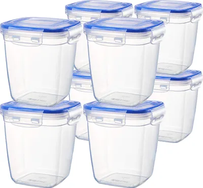 Produktbild von Kunststoff Lebensmittelbehälter Set, 8 hoch, quadratisch, stapelbar, mikrowellengeeignet