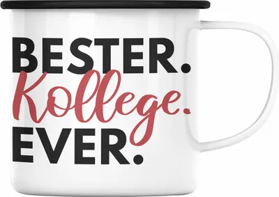 Produktbild von Trendation - Bester Kollege Emaille Tasse Geschenk Lieblingskollege Abschiedsgeschenk Emaille Emaille Tasse Kollegen Büro (Schwarz)