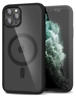 Obrázek produktu pro Magnetický kryt pro iPhone 11 Pro Max, kompatibilní s MagSafe, průhledné nárazuvzdorné pouzdro, ochranný zadní kryt Černá
