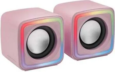 Obrázek produktu pro Mars Gaming MSCUBEP Pink, kompaktní herní reproduktory RGB, zvukový procesor DSP 8 W, ovládání hlasitosti