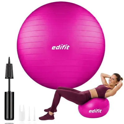 Produktbild von EDIFIT, Gymnastikball, 55, 65 und 75, Pezziball, Einschließlich Inflator, Pilates Ball, Sitzball, Pilates, Yoga Ball, Gymnastik (75cm, Rosa)