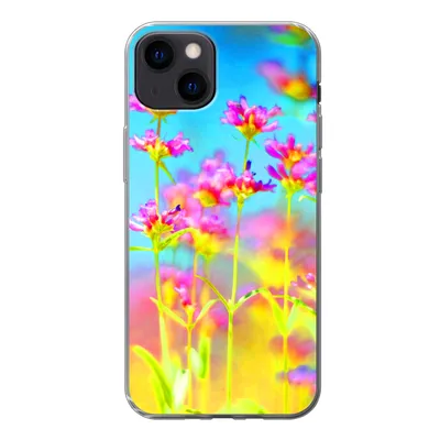 Produktbild von MuchoWow® Handyhülle Schutzhülle Hülle für iPhone 13 Blumen - Kunst - Psychedelisch Silikon Softcase Handy Hülle - Karteninhaber