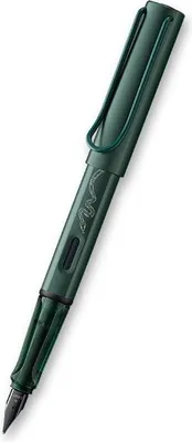 A green fountain pen with a snake design.