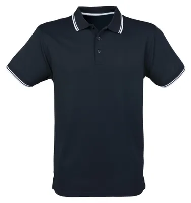 Productafbeelding van Henbury - Herenpolo, met contrasterende strepen, CoolPlus, korte mouwen, model LT5482 (3XL) (Marineblauw/Wit)