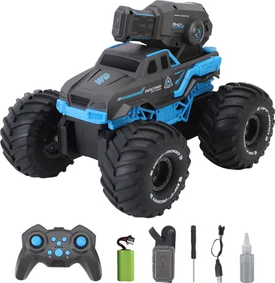 Obrázek produktu pro Obojživelné RC auto, vodní a pozemní vozidlo na dálkové ovládání s funkcí rozprašování vody, snímání gesty Off Road Toy Truck pro děti dospělé Blue 1 baterie