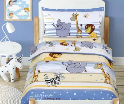 Produktbild von Babybettwäsche aus Baumwolle - Blau - 100x135, 45x60