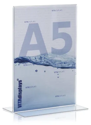Produktbild von DIN A5 Tischaufsteller 5 Stück VITAdisplays T-Ständer PLEXIGLAS Werbeaufsteller