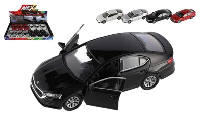 Produktbild von Welly-Auto Škoda Octavia (neue Generation), Metall/Kunststoff, 12 cm, 4 Farben, mit Rückzugmechanismus, 12 Stück in einer Box